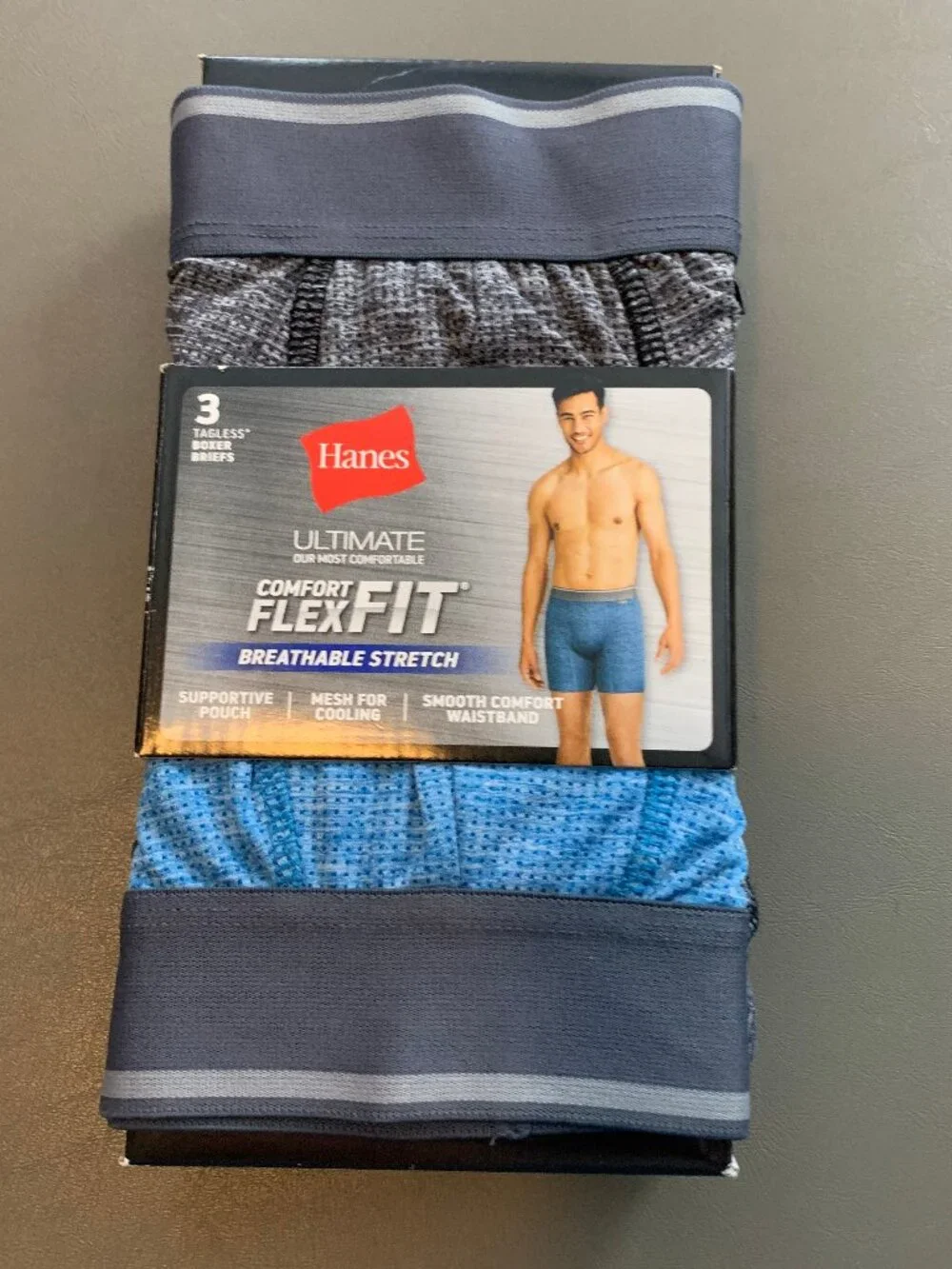 Hanes Men's Ultimate ComfortFlex Stretch Boxer Briefs, Multicolor 3-Pack, Small